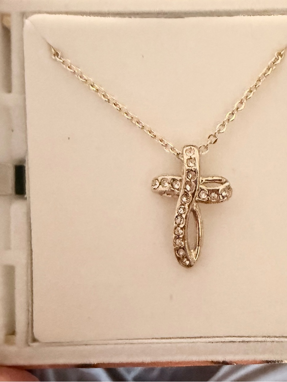 Diamond Supply Co. Gold Crystal Ribbon Cross Necklace